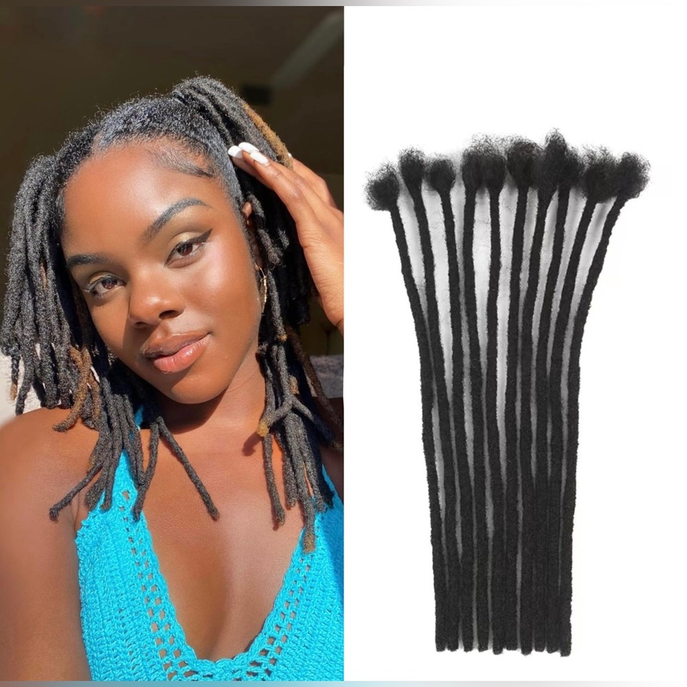 HUMAN HAIR 40 Strands Natural Black Loc Extension Full Handmade Real Dreadlocks